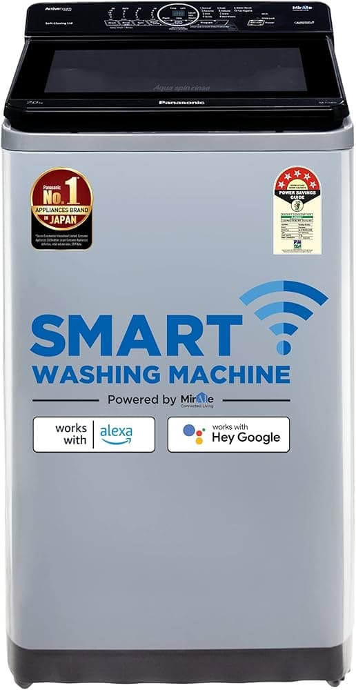 Panasonic 7 Kg Wifi  Fully-Automatic Top Loading Smart Washing Machine (NA-F70A10LRB, Silver, Compatible with Alexa)