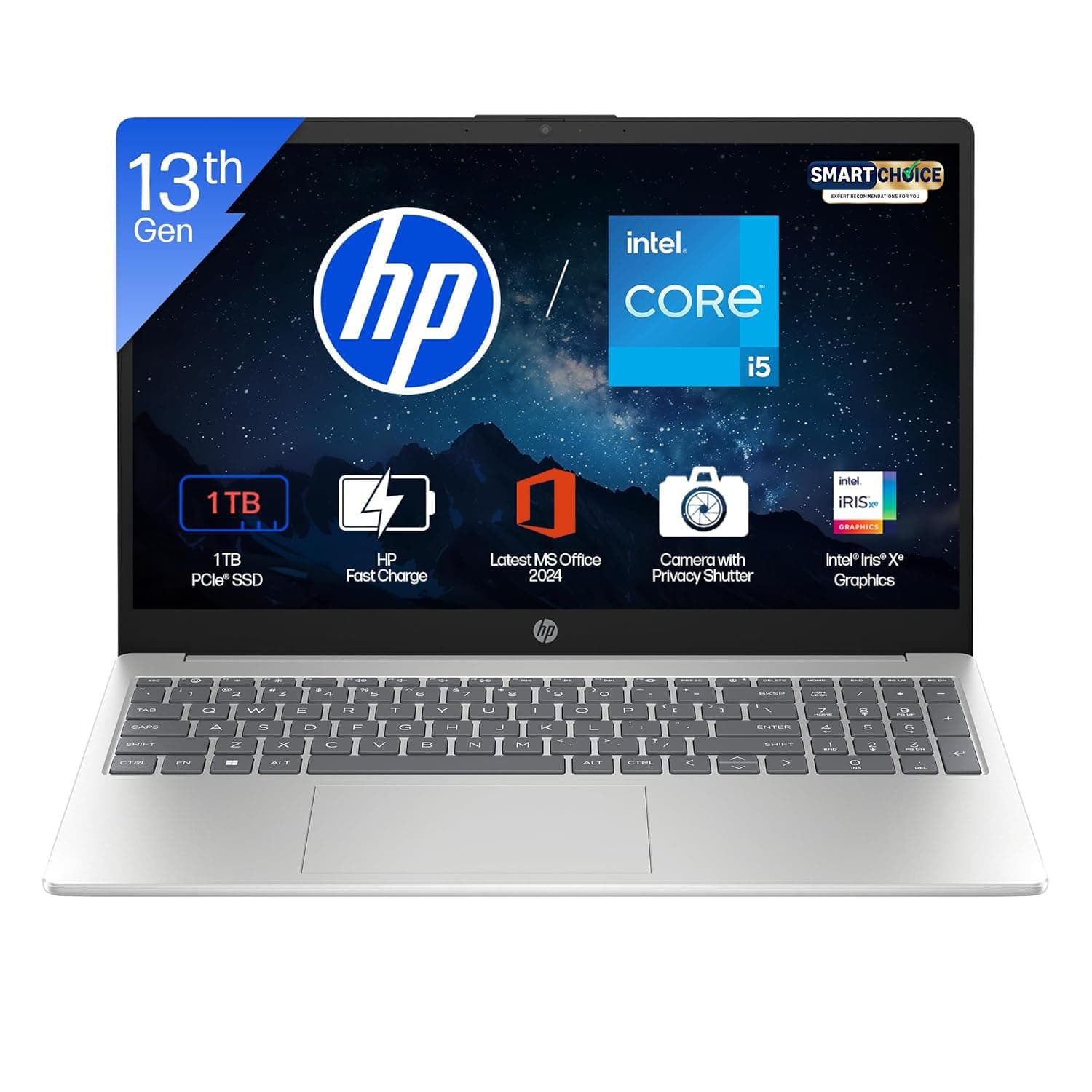 HP 15, 13th Gen Intel Core i5-1334U Laptop (16GB DDR4,1TB SSD) Anti-Glare, Micro-Edge,15.6''/39.6cm, FHD, Win11, M365 Basic(1yr),Office Home24, Silver...