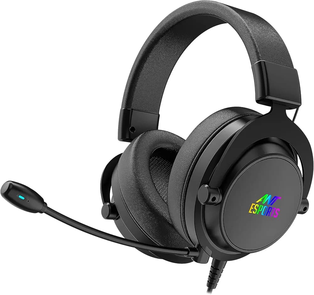 Ant Esports H800 Wired Gaming Headset - 7.1 Surround Sound - 50MM Audio Drivers in Memory Foam Ear Pads with Leatherette Cover- Multi Platforms Headphone - USB Powered for PC/PS4/NS