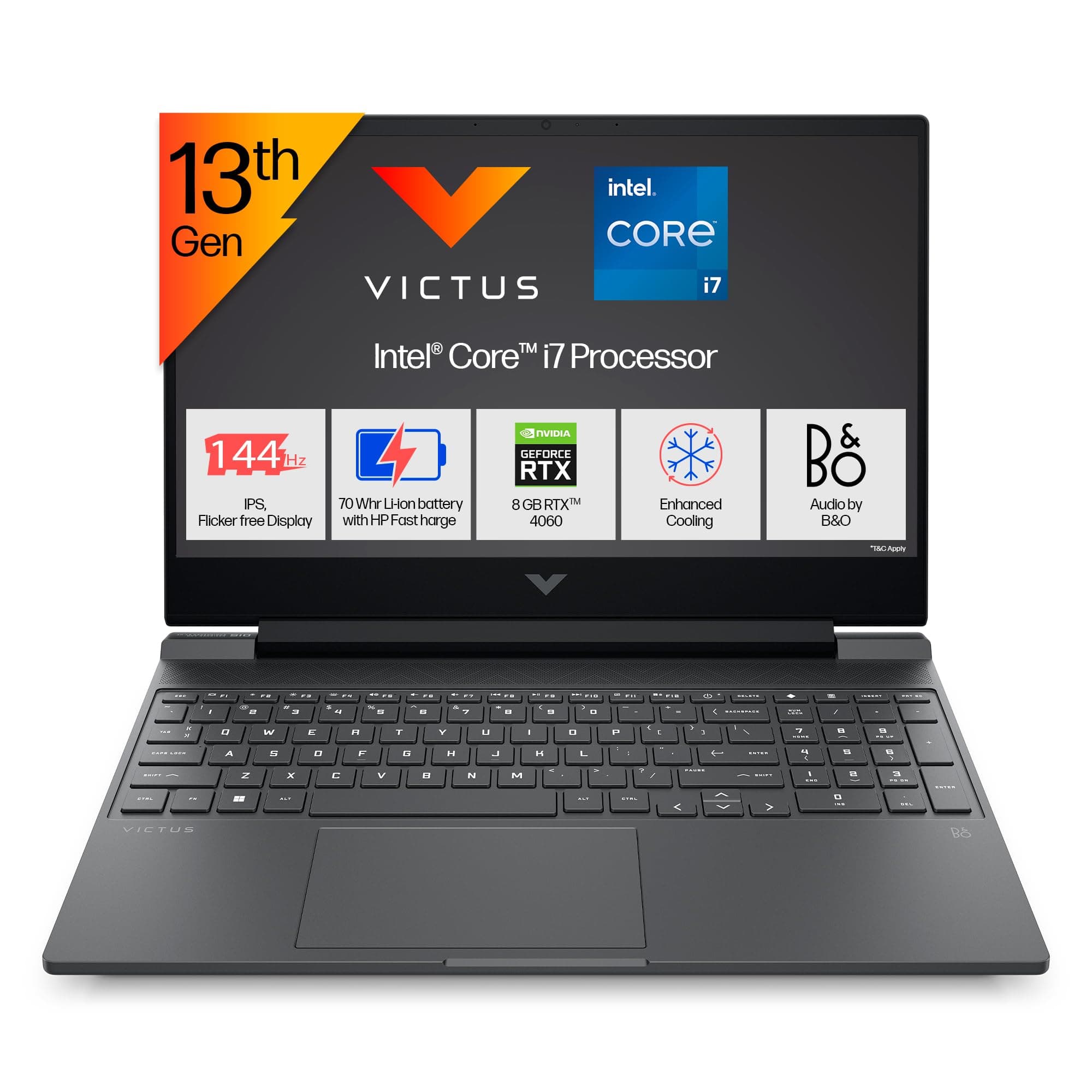 HP Victus Gaming Laptop, 13th Gen Intel Core i7-13620H, 8GB RTX 4060 GPU,15.6-inch(39.6 cm),FHD,IPS,144Hz,16GB DDR4, 1TB SSD,Backlit KB,B&O,9ms Respon...