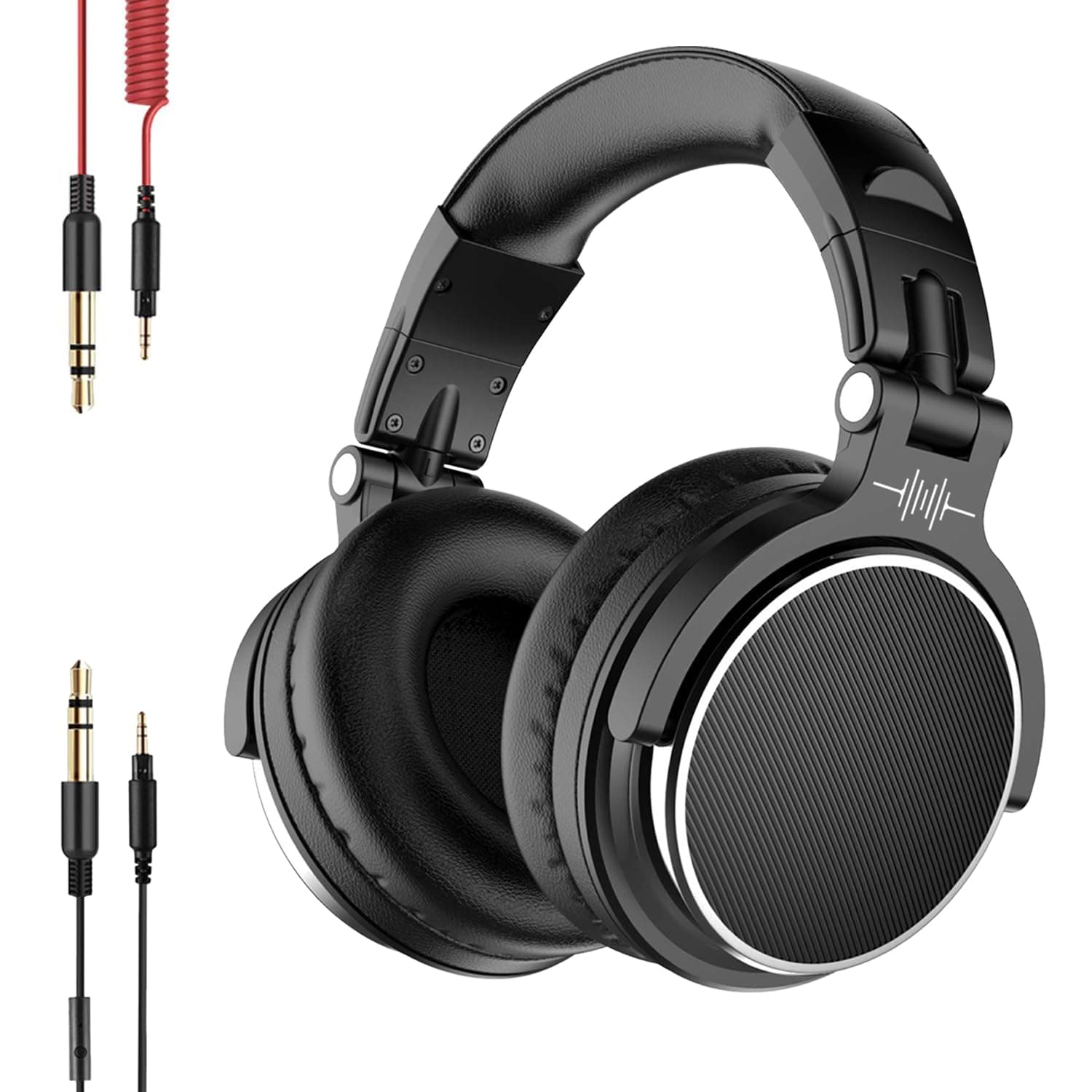 hayden HY-HD10 Professional Over-Ear Wired Studio Headphones, 50mm Drivers, Foldable, Lightweight, 2 Detachable Cables (2.8m Coiled & 1.2m Straight wi...