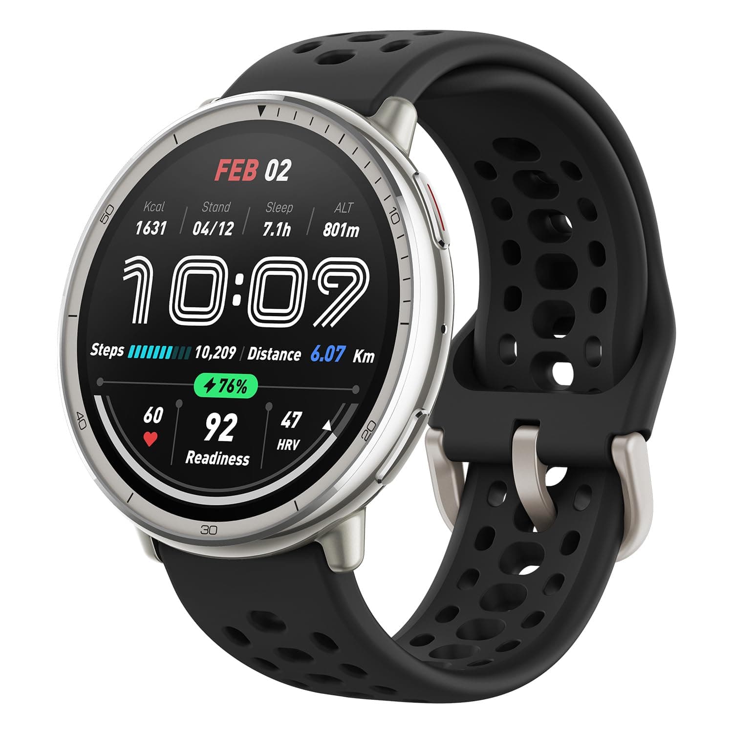 Amazfit Active 2 44mm AMOLED Smart Watch, Built in GPS, 10day Battery, 5ATM Water Resistant, for iOS & Android, Accurate Readings, 2000 Nits Bright, 1...