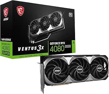 MSI Gaming RTX 4080 Super 16G Ventus 3X OC Graphics Card (NVIDIA RTX 4080 Super, 256-Bit, Boost Clock: 2595 MHz, 16GB GDRR6X 23 Gbps, HDMI/DP, Ada Lov...