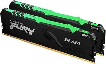Kingston FURY Beast RGB 32GB (2x16GB) 3200MHz DDR4 CL16 Desktop Memory Kit of 2 KF432C16BBAK2/32