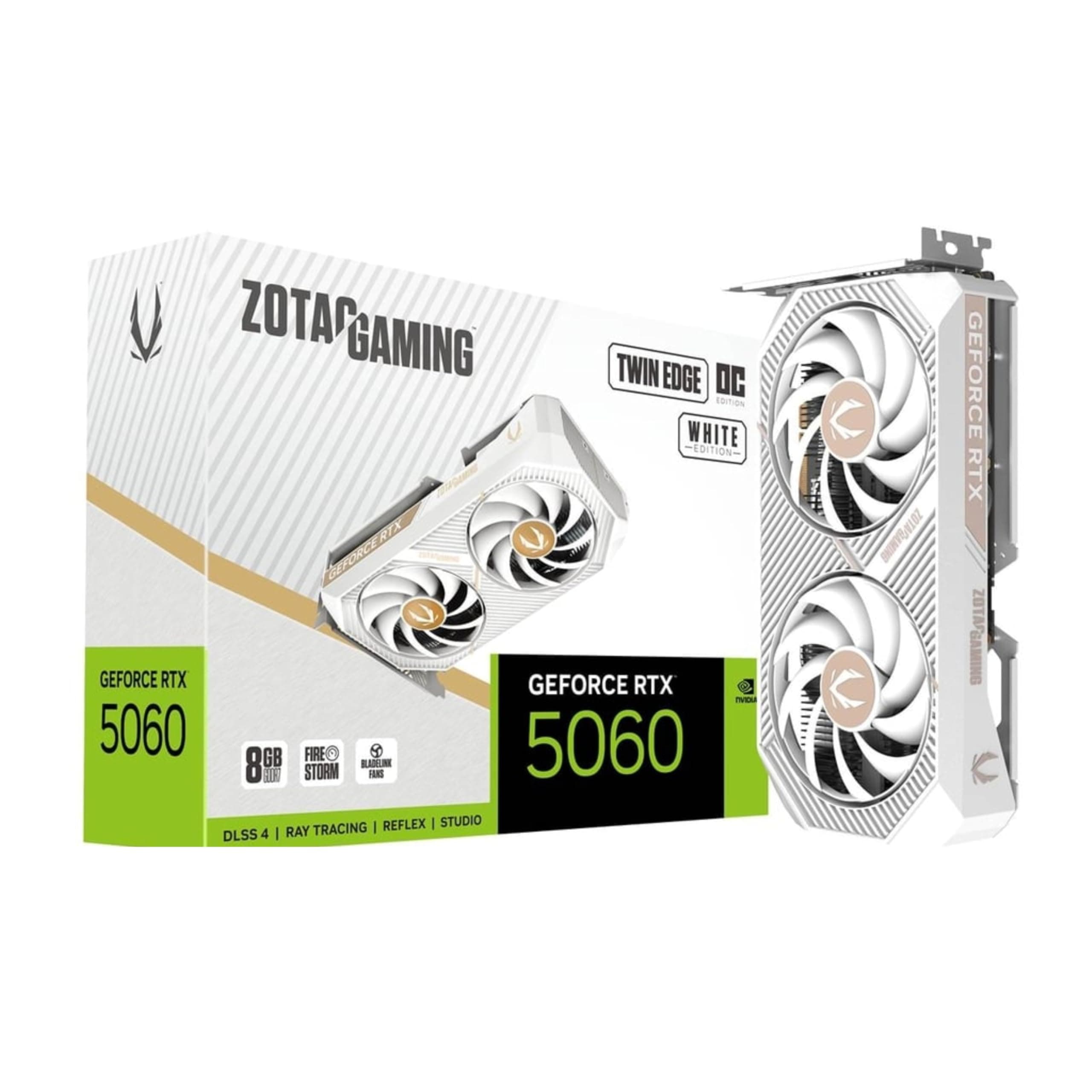 ZOTAC Gaming Geforce RTX 5060 Twin Edge OC Graphics Card - White | 8 GB | DLSS4 | GDDR7 | 128 Bit | PCIE 5.0 | SFF Ready | 3840 CUDA Cores | ZT-B50600...