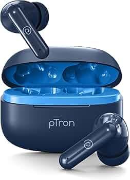 pTron Zenbuds X1 Quad Mic TWS Earbuds with 40hrs Playtime, In-Ear Sensor, TruTalk AI-ENC Calls, 40ms Movie/Music Modes, Bluetooth 5.3 Headphones, Type...