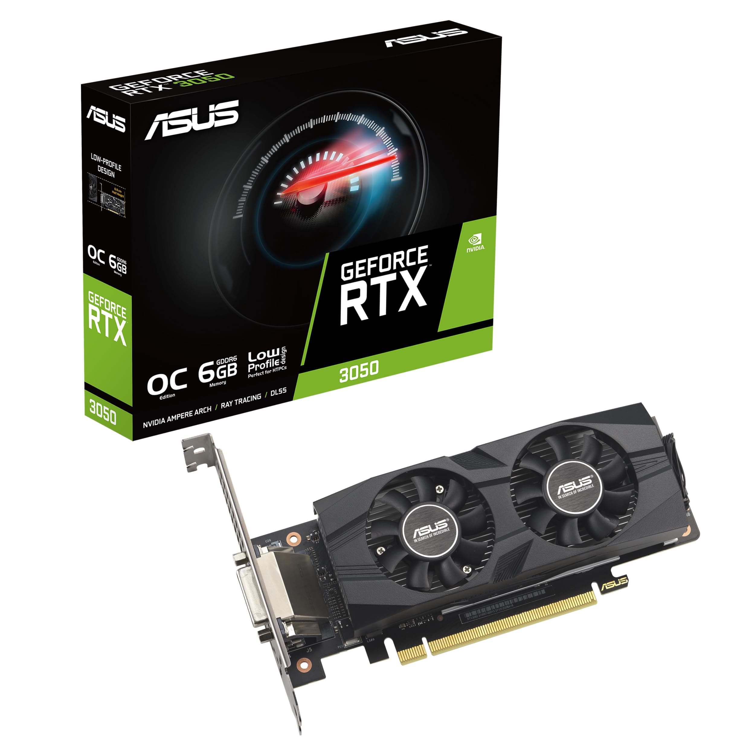 ASUS GeForce RTX 3050 LP BRK OC Edition 6GB GDDR6 (IP5X dust Resistance, Dual Ball Bearings, Stainless Steel Bracket, PCIe 4.0, DLSS 3, HDMI 2.1, Disp...