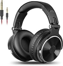 OneOdio Over Ear Headphone Studio Wired Bass Headsets with 50mm Driver, Foldable Lightweight Headphones with Shareport and Mic for DJ Monitoring Mixin