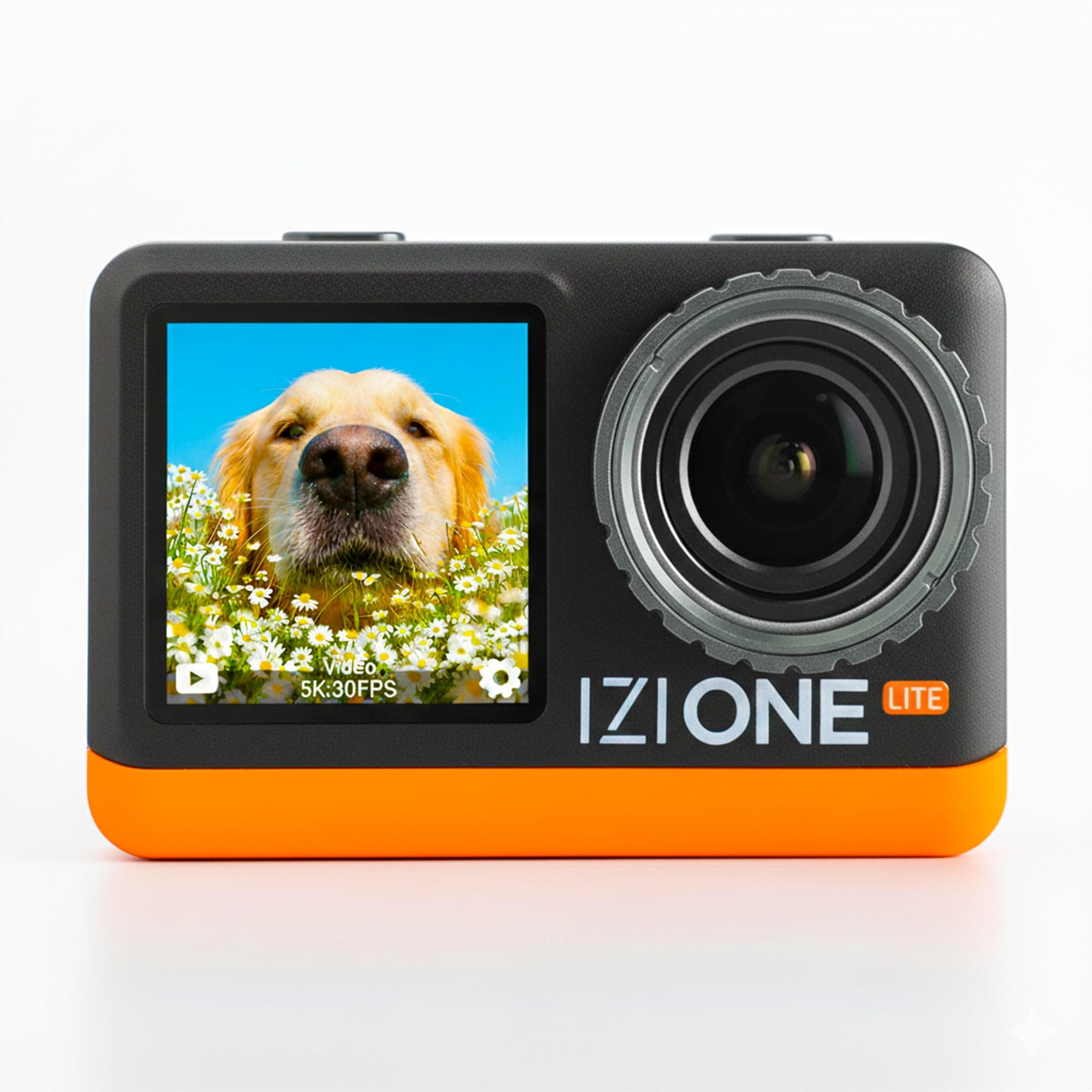 IZI One Lite 5K Action Camera - 4K 60FPS 50MP Ultra HD Action Cam, Dual Screen, EIS Stabilization, 170 Wide Angle, 30M Waterproof, 2-Battery - 180 min...
