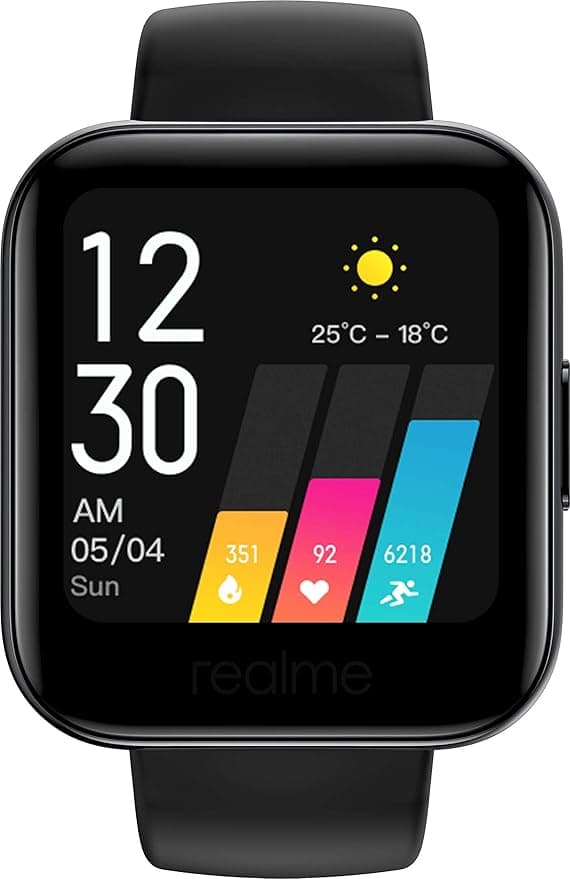 realme Fashion Watch 3.56 cm (1.4") Large HD Color Display, Full Touch Screen, SpO2, Continuous Heart Rate Monitor, Black, Free Size (RMA161) Smart Wa