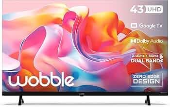 Wobble 109 cm (43 inches) UD Series 4K Ultra HD Smart LED Google TV WB43GTAW9602UDFL (Black)