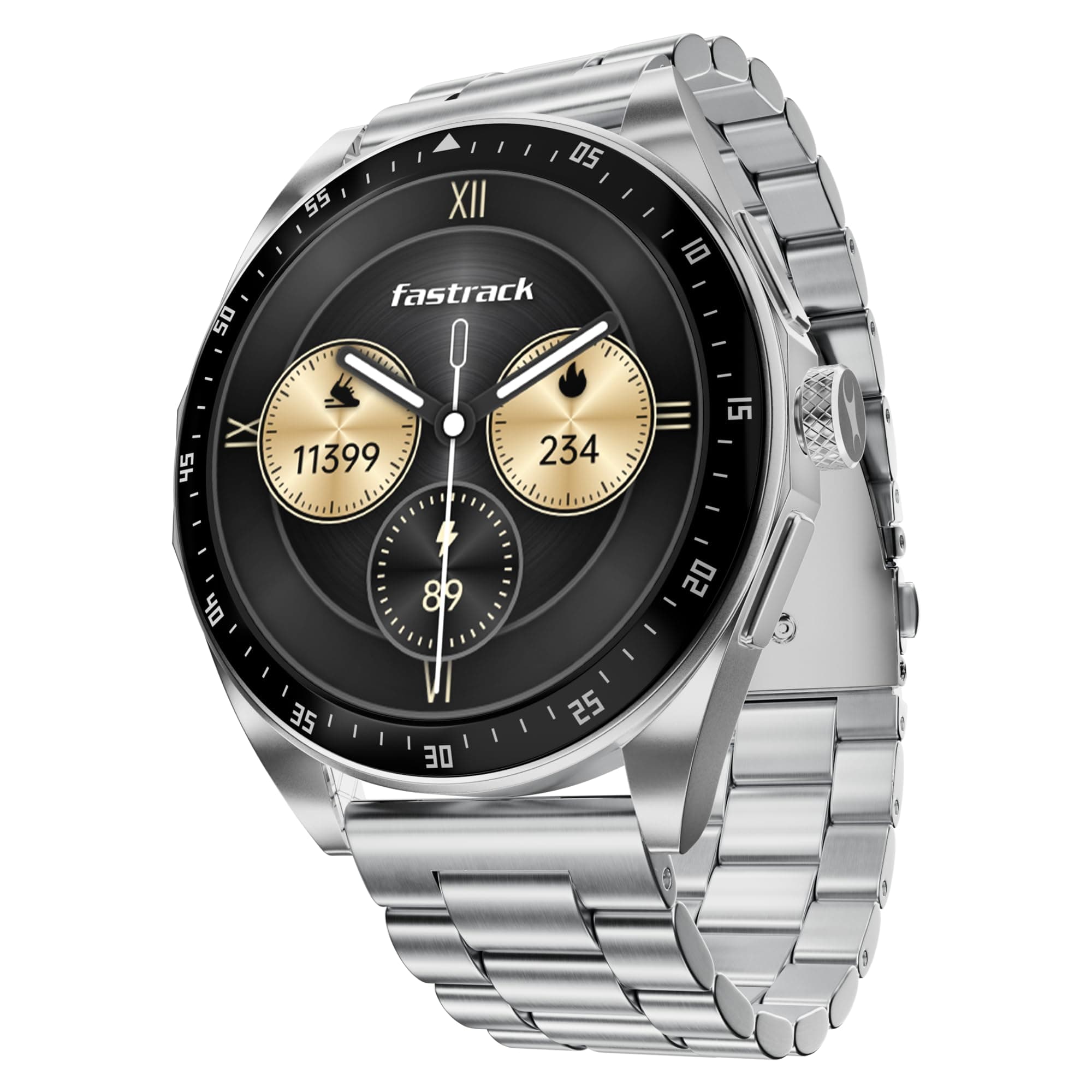 Fastrack Radiant FX1 1.43" AMOLED Metal Smart Watch with Functional Crown, BT Calling, AOD, 100+ Sports Modes, Health Tracking, IP68 Water Resistance ...