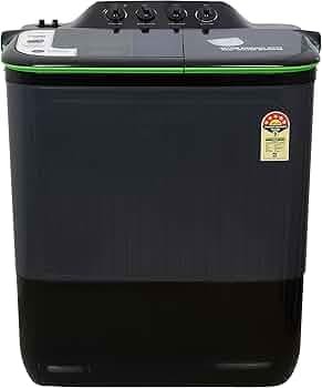 Havells Lloyd 7.5 Kg 5 Star Semi-Automatic Top Load Washing Machine (GLWMS75ANGEL, Black & Green, Active Soak)