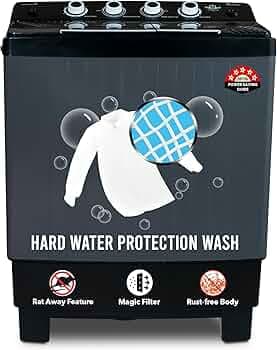 Power Guard 7Kg Semi Automatic Top Loading Washing Machine (PG70WM-BKGY-OP-WW,Black Grey)