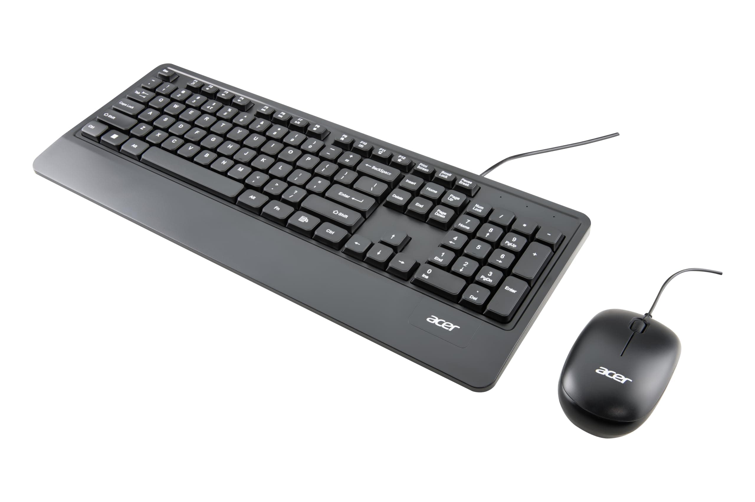 Acer PalmEase Wired Keyboard & Mouse Combo with Palm Rest |Plug & Play USB 2.0, 1600 DPI, Co-Pilot Key, Rupee  Symbol | 10m Range, 10M Keystroke Life ...