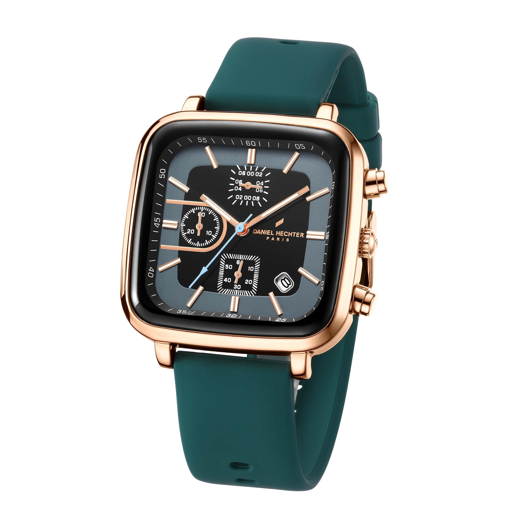 Daniel Hechter Paris Belleville Collection Modern Multi Functional Watch for Men with Square Dial and Silicon Band-DHM1002