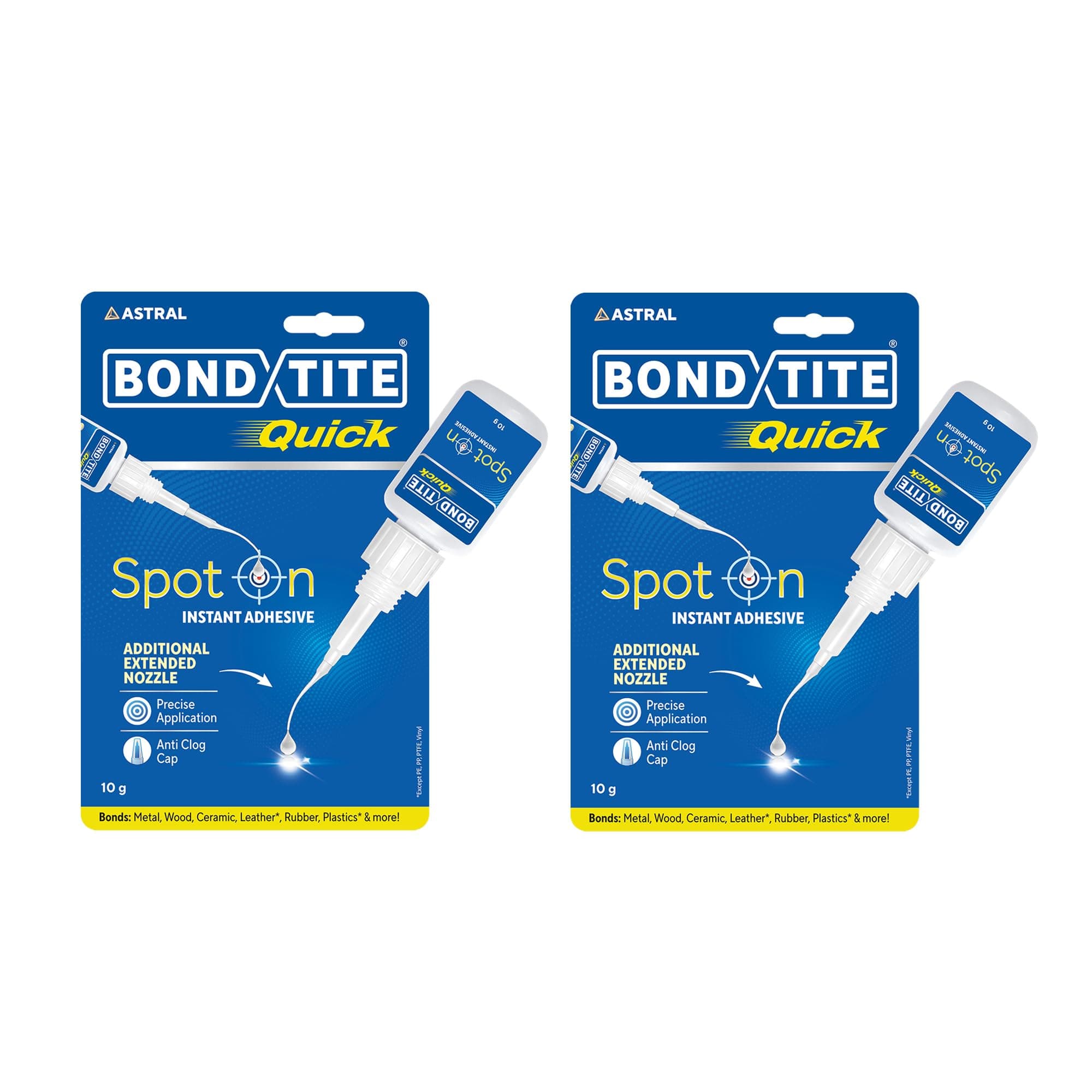 Bondtite Quick Spot-On Instant Adhesive, DIY Repairs, Crafts, and Household Fixes, All-Purpose Adhesive with Precision Nozzle & Anti-Clog Cap, 10g (Pa...