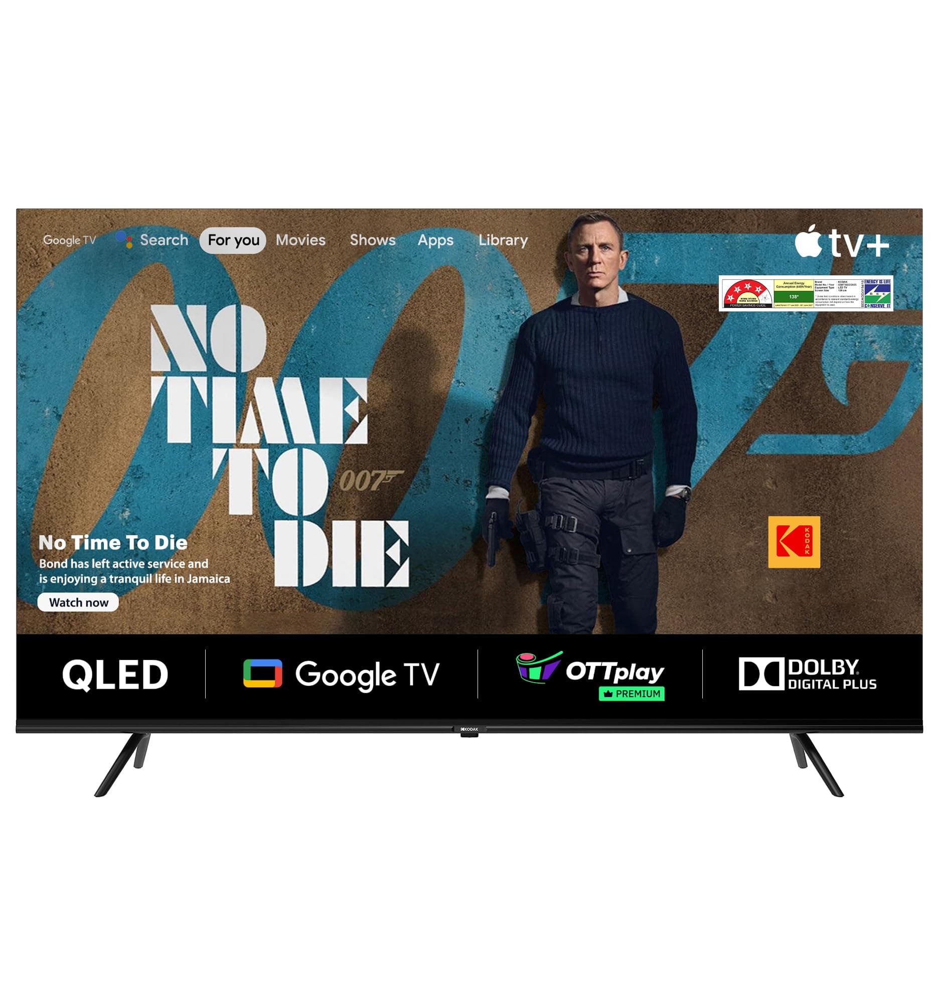 Kodak 139 cm (55 inches) Matrix Series 4K Ultra HD Smart QLED Google TV 55MT5022 (Black)