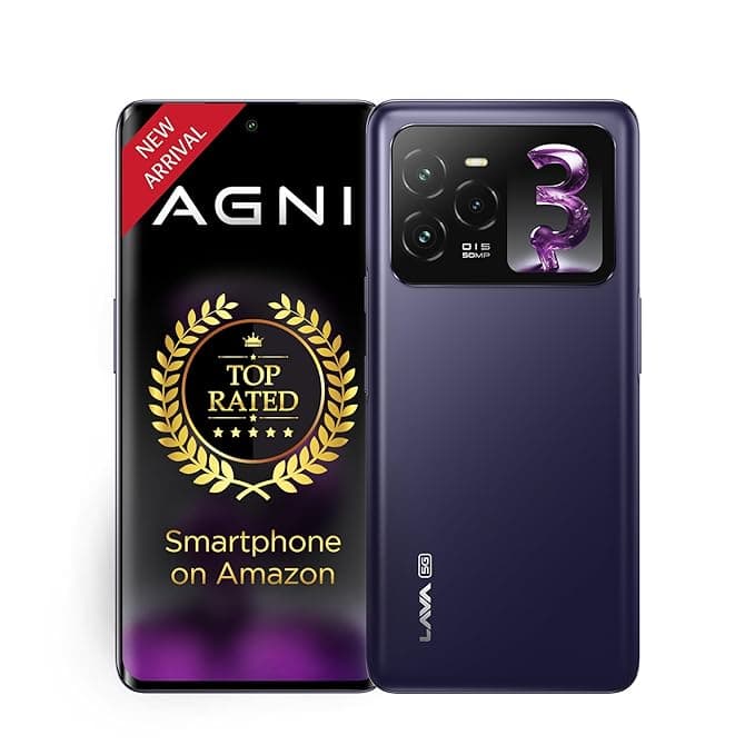 (Refurbished) Lava Agni 3 5G (Heather Glass, 8GB+256GB) | India's 1st Dual AMOLED | Dimensity 7300X | 50MP Triple AI Camera | 66W Fast Charge,5000 mAh Battery | Clean UI | Free Replacement @ Home | with Charger