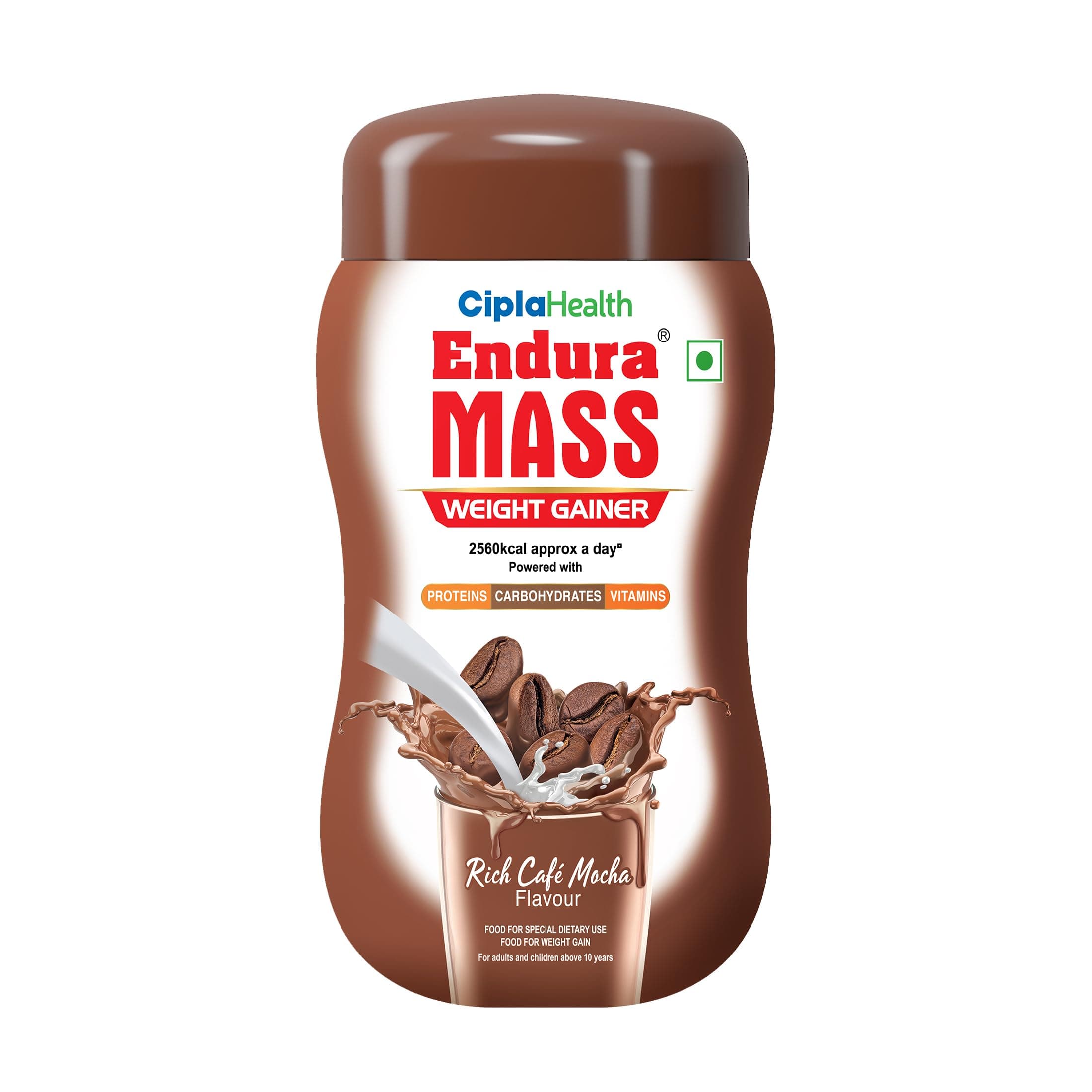 Endura Mass Weight Gainer Powder 550 G Cafe Mocha Flavour | Unique Blend Of 3 Sources Of Protein, Carbs, Vitamins & Essential Minerals | Ideal For Chi...