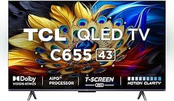 TCL 108 cm (43 inches) 4K Ultra HD Smart QLED Google TV 43C655 (Black)