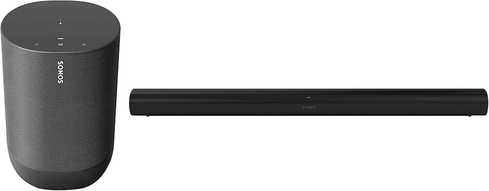 Sonos Arc Arcg1Us1Blk Hdmi 3D Sound Soundbar with Dolby Atmos - Black & Move Wireless Bluetooth Portable Speaker (Black)