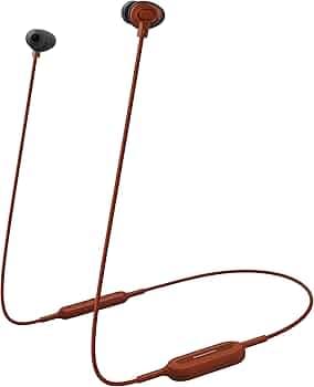 Panasonic Wireless in-Ear Headphone with Extra Bass System, Double Hold in-Ear Design, Quick Charge, Built-in Mic, Works with Google Assistant, Siri, Multi Device Connectivity (RP-NJ310BGER, Red)