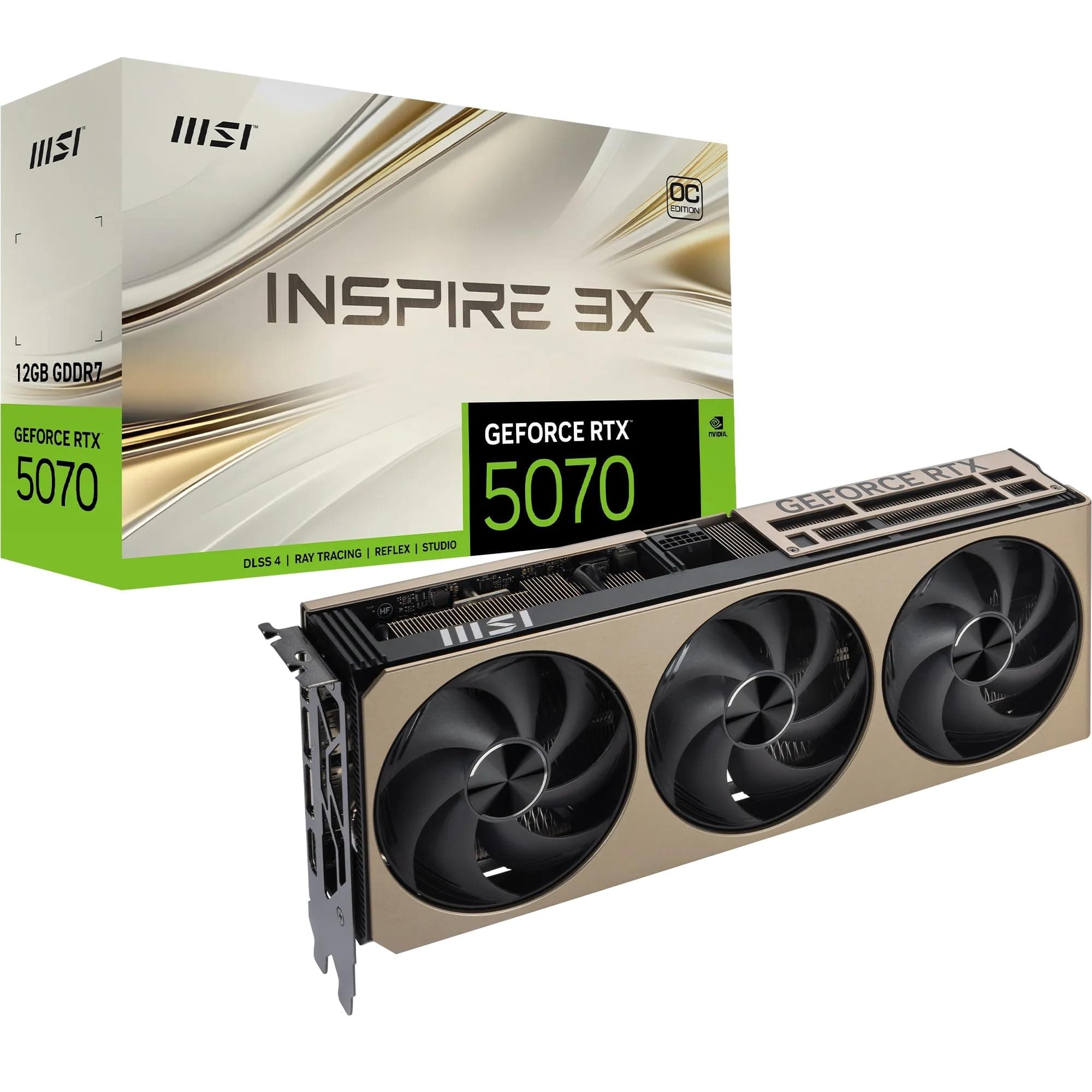 MSI Geforce RTX 5070 12G Inspire 3X OC Graphic Card - NVIDIA Geforce RTX 5070 GPU, 12GB GDDR7 192-Bit Memory, 28 Gbps, PCI Express Gen 5 Interface, pc...