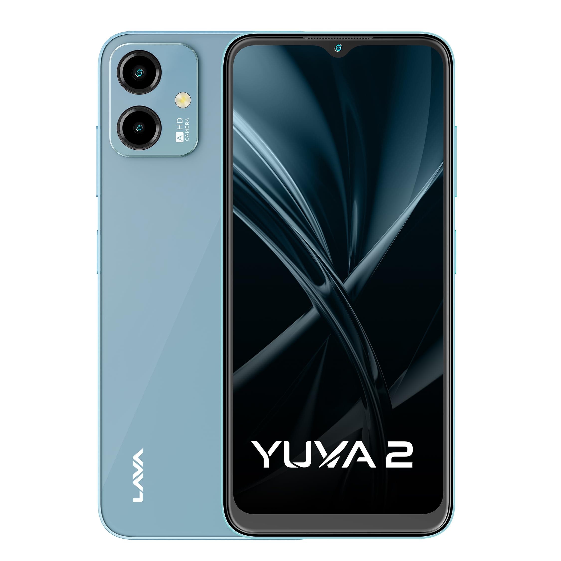 Lava Yuva 2 (3 GB RAM, UFS 2.2 64GB Storage) - Glass Blue|Unisoc T606 Octa Core Processor| 90 Hz Refresh Rate|Side Fingerprint Sensor|13MP Dual AI Cam...
