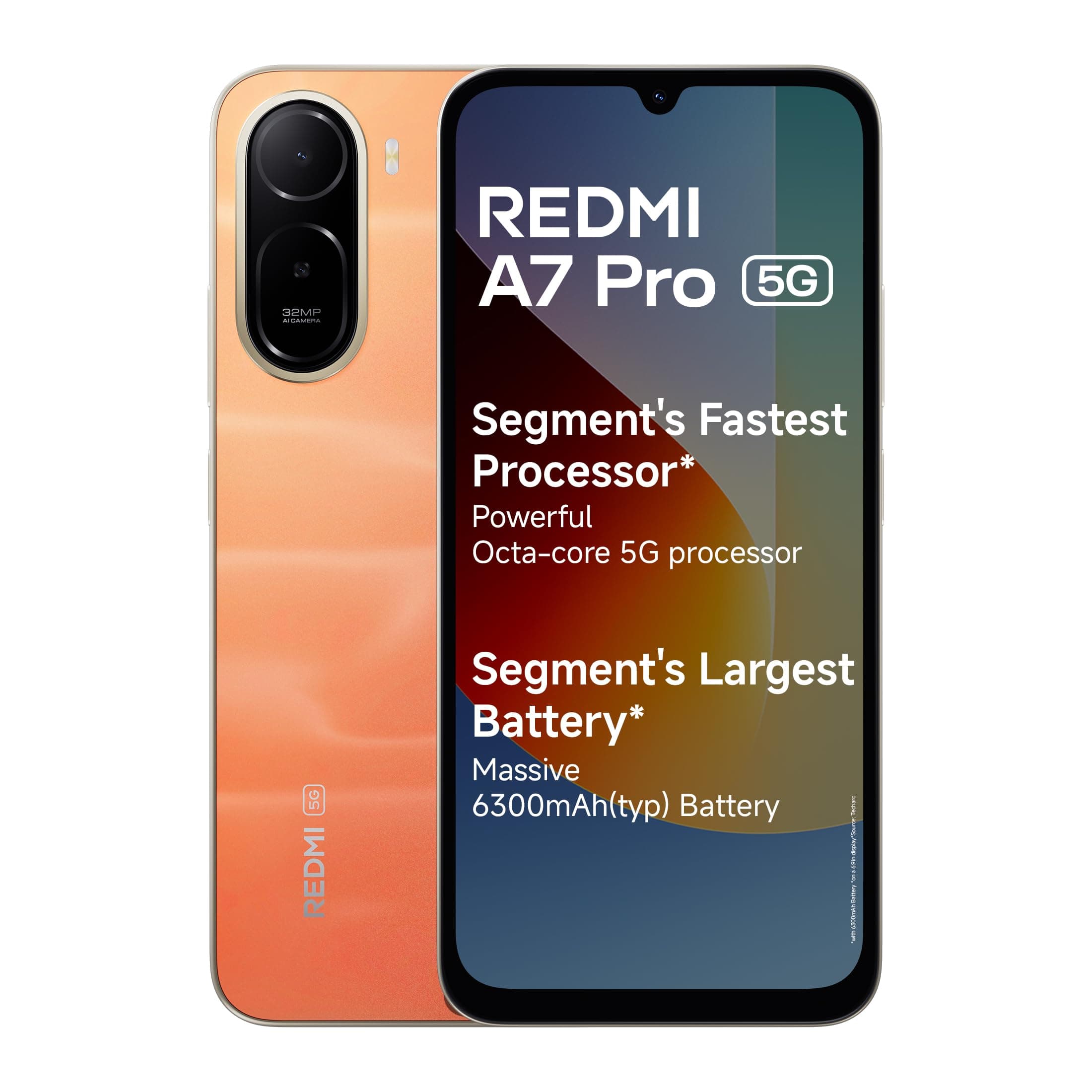 REDMI A7 Pro 5G (Sunset Orange, 4GB RAM,128GB Storage) | Segment's Fastest Processor | Segment's Largest Battery | Segment's Largest & Smoothest 6.9in...