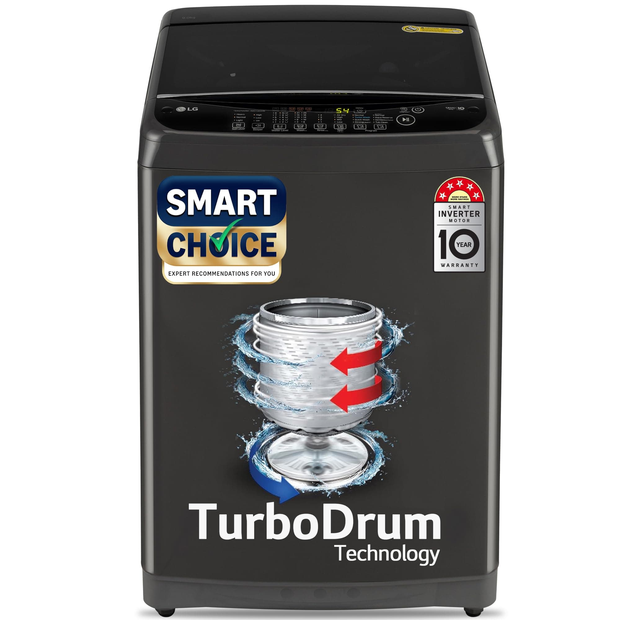 LG 9.0 Kg Top Load Washing Machine with Auto Tub Clean (T90AJMB1Z), Color : Middle Black