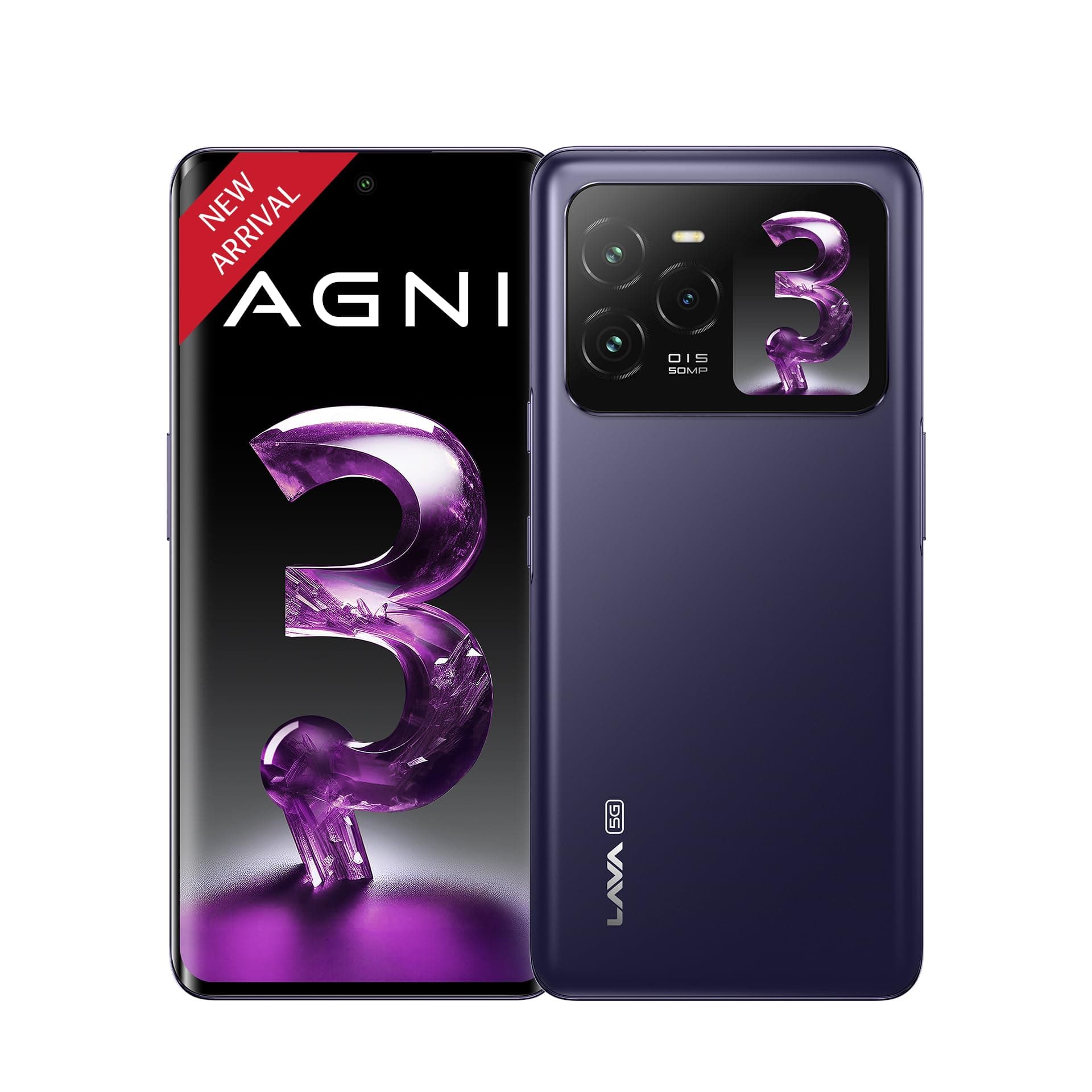 Lava Agni 3 5G (Heather Glass, 8GB+256GB) | India's 1st Dual AMOLED | Dimensity 7300X | 50MP Triple AI Camera | 66W Fast Charge,5000 mAh Battery | Cle...