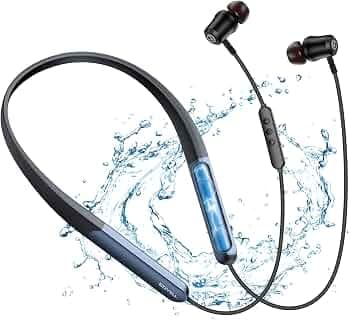 EDYELL C6 130H Neckband Earphone with Type C Fast Charge, Bluetooth 5.3 In Ear Wireless Neckband with Mic, 10mm Drivers ENC, Dual Battery Neckbands fo...