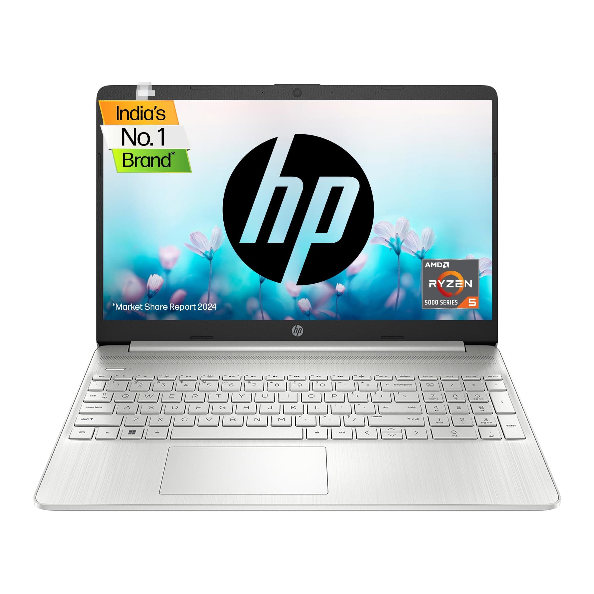 HP Laptop 15, AMD Ryzen 5 5500U, 15.6-inch (39.6 cm), FHD, 16GB DDR4(3200 SDRAM), 512GB SSD, Dual Speakers,MSO,Windows 11,Natural Silver,1.69 kg,15s-e...