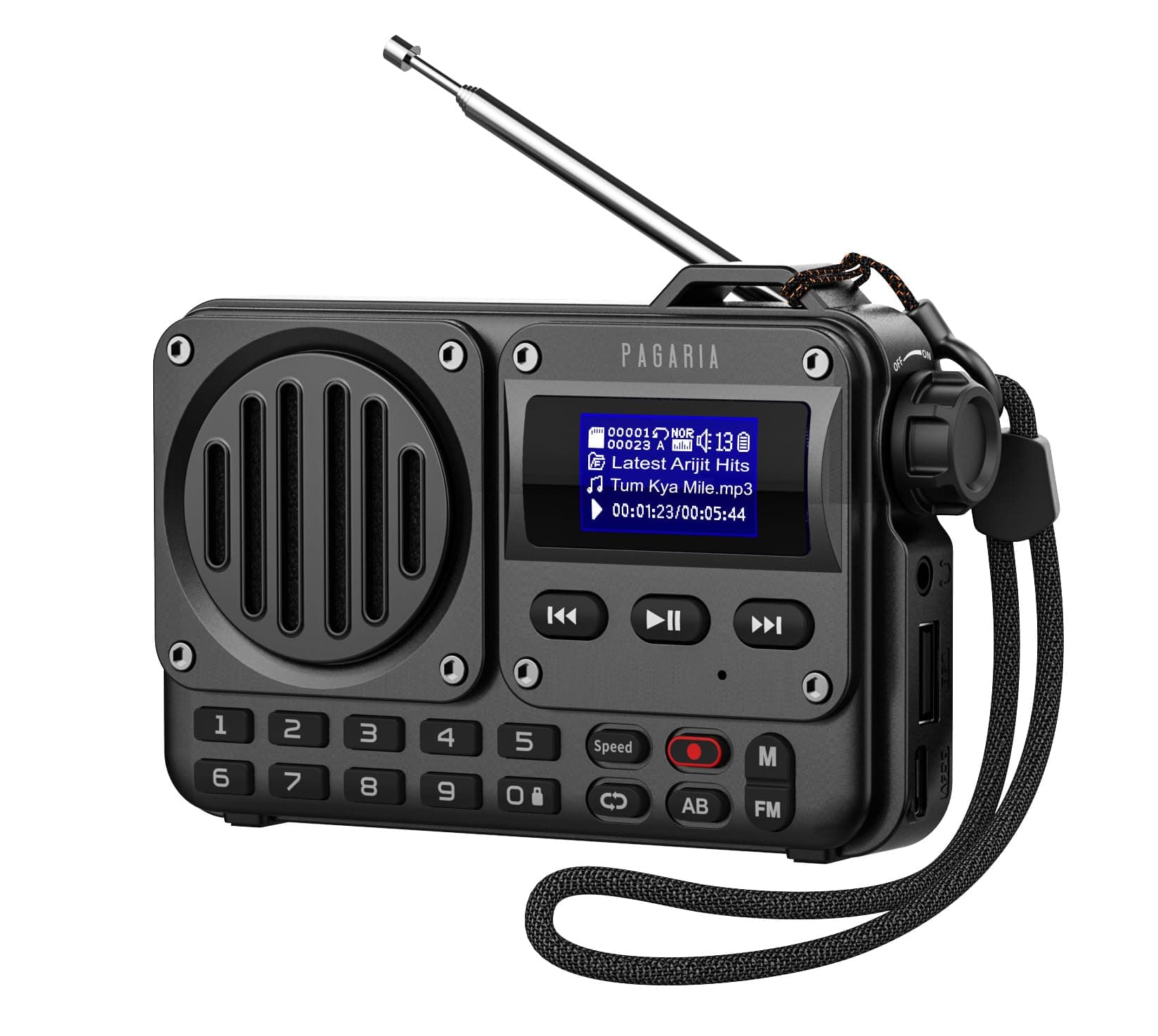 Pagaria Grenade 5 Watts Pocket FM Radio with Bluetooth, Tf Card/USB Speaker  LCD Display with Song Name, Folder Selection, Type C Charging, Voice Reco...
