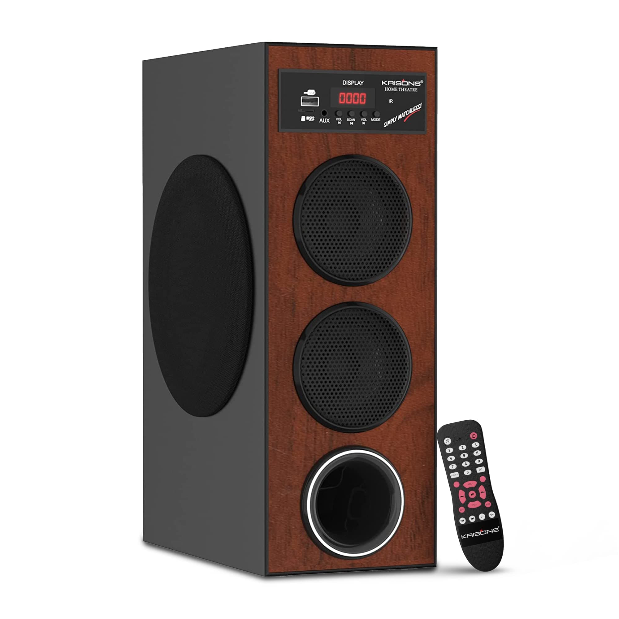 KRISONS Thunder Speaker, Multimedia Home Theatre, Floor Standing Speaker, LED Display with Bluetooth, FM, USB, Micro SD Card, AUX Connectivity