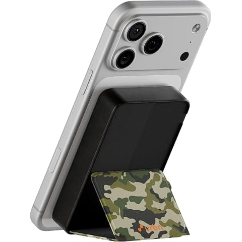 URBN 10000 mAh Stand Magsafe Power Bank with Foldable Stand | 15W Fast Wireless Charging |Strong Magnetic Hold | Type C Input/Output | Pass Through Charging | MagTag Ring Included | (Black Camo)