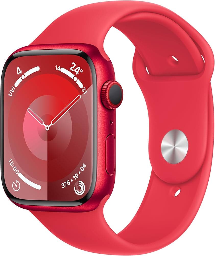 Apple Watch Series 9 [GPS + Cellular 45mm] Smartwatch with (PRODUCT)RED Aluminum Case with (PRODUCT)RED Sport Band M/L. Fitness Tracker, Blood Oxygen ...