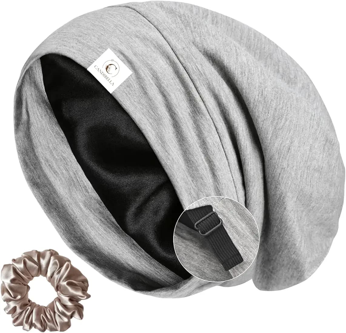 Candibella Satin Silk Bonnet for Hair, Adjustable Slouchy Beanie Cap for Men & Women, Satin Bonnet for Curly Hair, Silky Satin Lined Silk Hair Cap for...