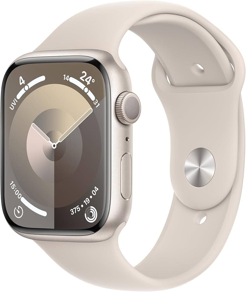 Apple Watch Series 9 [GPS 45mm] Smartwatch with Starlight Aluminum Case with Starlight Sport Band S/M. Fitness Tracker, Blood Oxygen & ECG Apps, Alway...