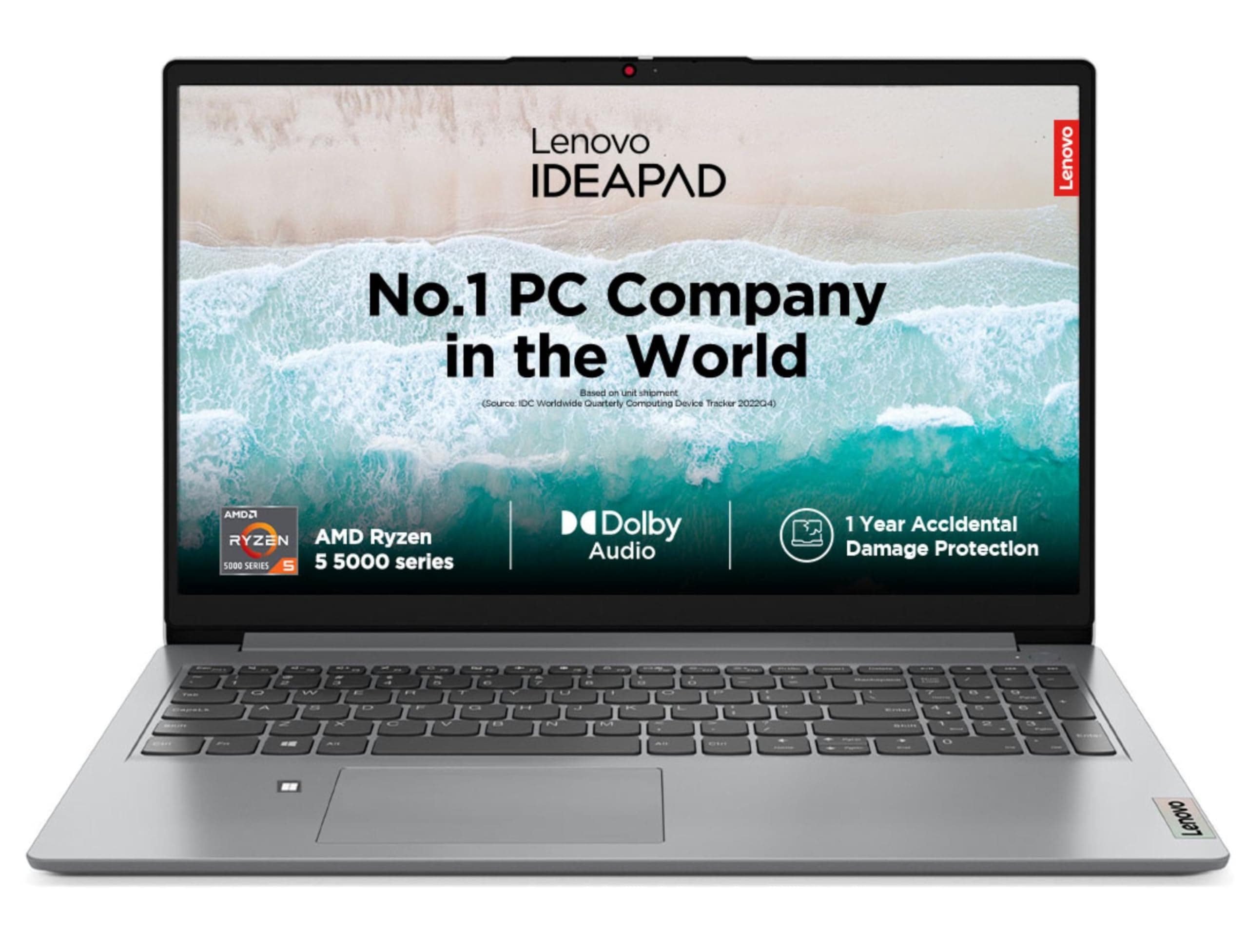 Lenovo IdeaPad 1 AMD Ryzen 5 5500U 15.6" HD Thin and Light Laptop (16GB/512GB SSD/Windows 11 Home/MS Office 2021/Cloud Grey/1.61Kg), 82R400ERIN