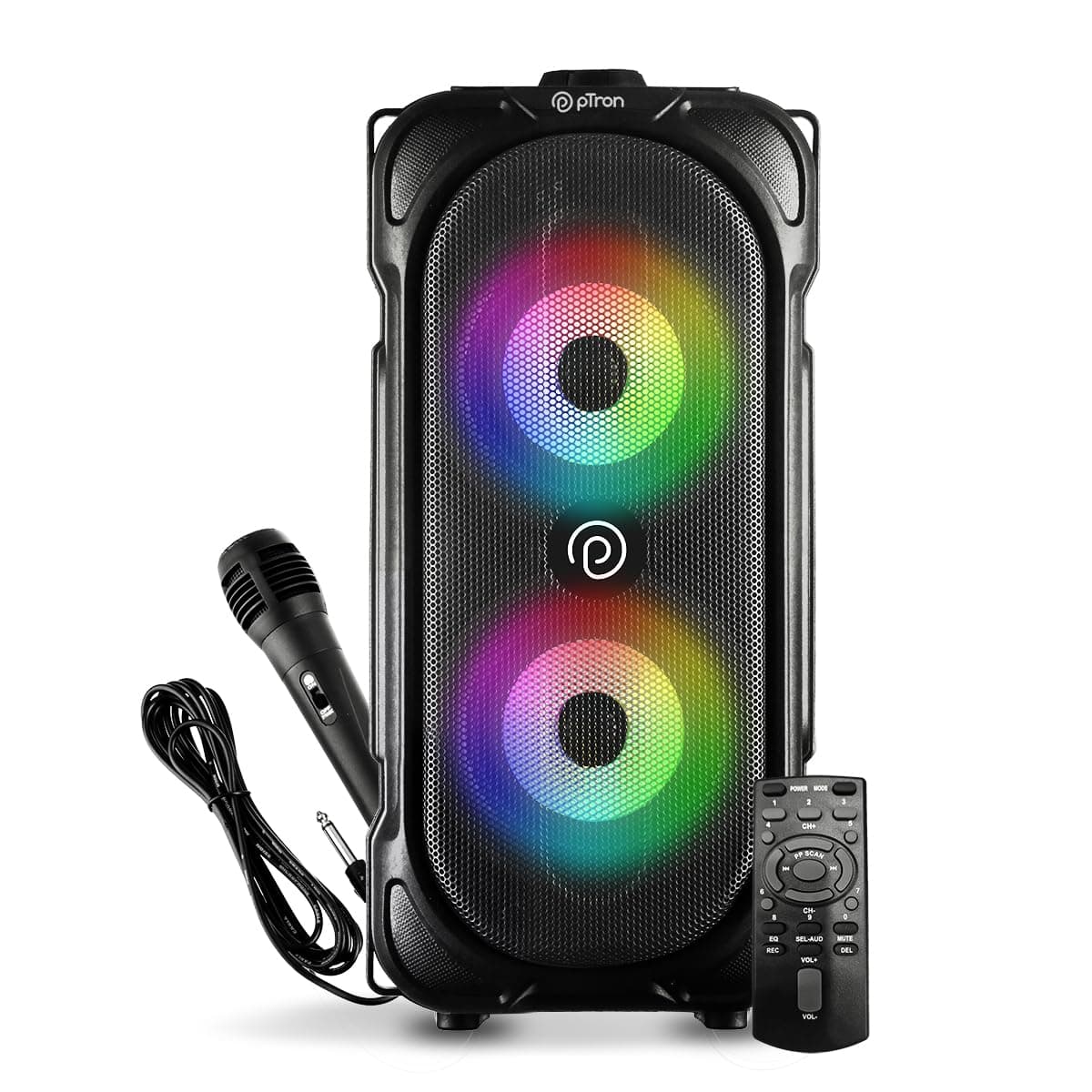 pTron Fusion Party V2 40W Bluetooth Speaker w/ 3m Wired Karaoke Mic, Immersive Sound, 6Hrs Playtime, RGB Light, TWS Mode, Party Speaker w/Bluetooth V5...