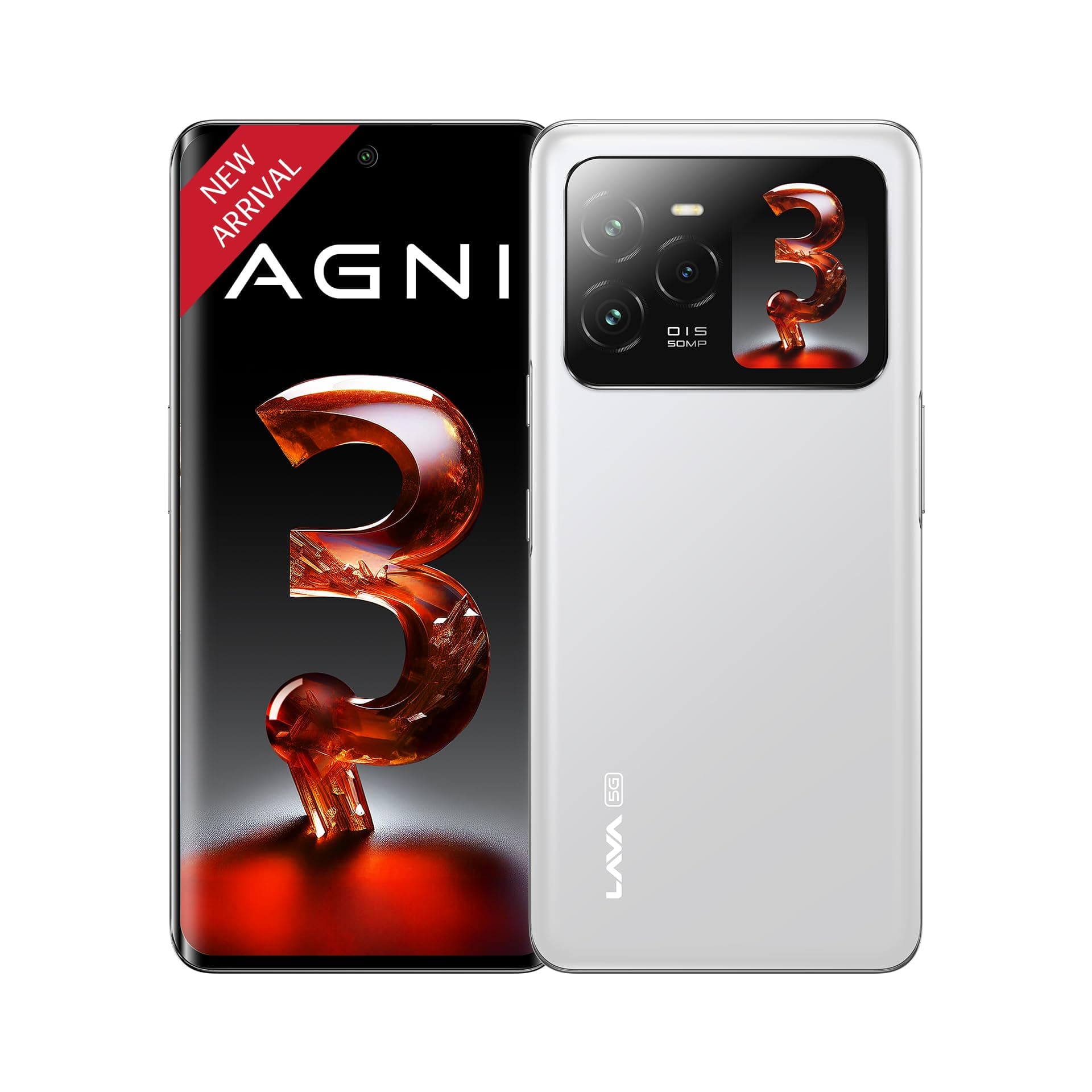 Lava Agni 3 5G (Pristine Glass, 8GB+128GB) | India's 1st dual AMOLED | Dimensity 7300X | 50MP Triple AI Camera | 66W Fast Charge,5000 mAh Battery | Cl...