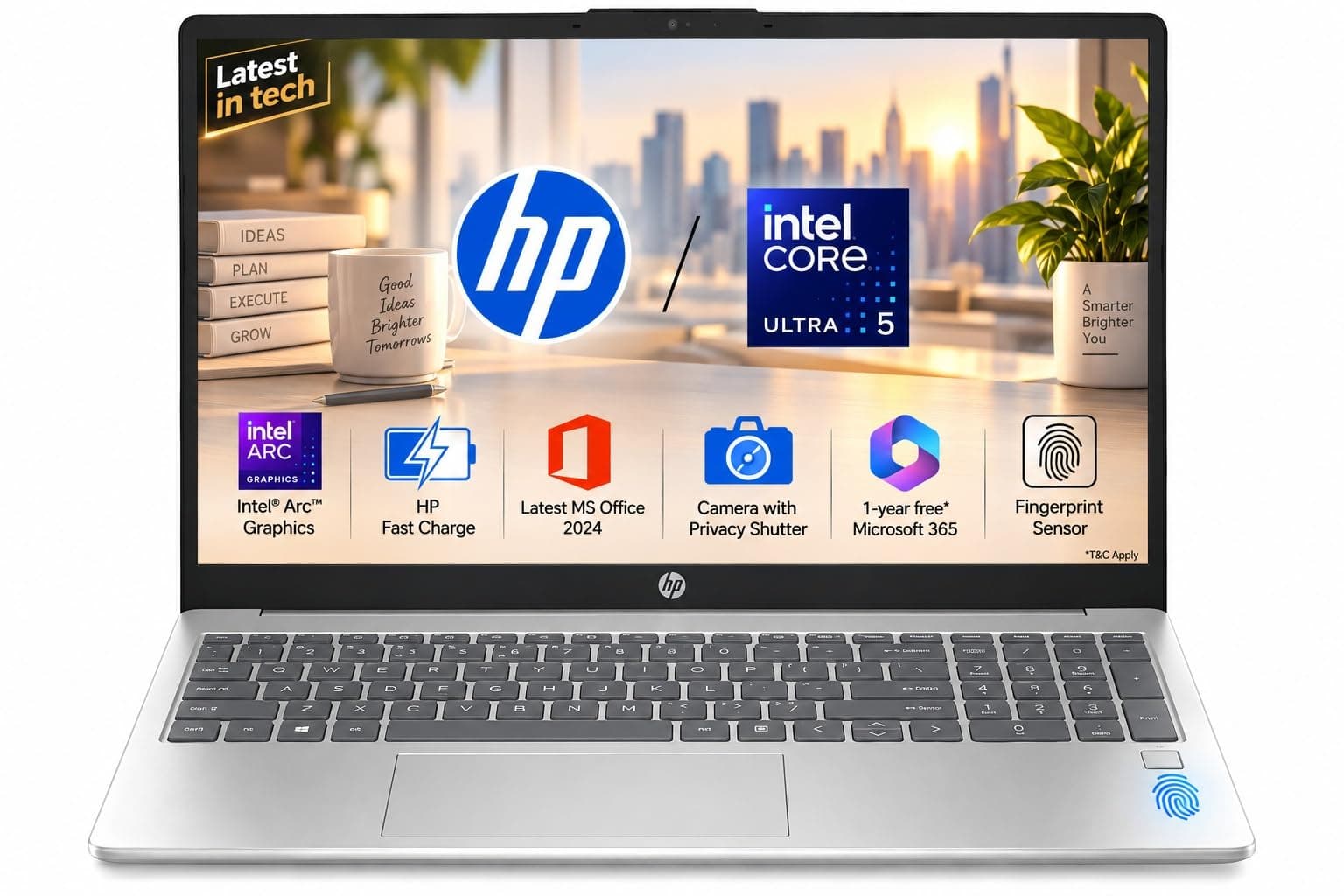 HP 15, Intel Core Ultra 5 125H (24GB DDR5, 1TB SSD) FHD, IPS, 15.6''/39.6cm, Win11, M365 Basic(1yr)*Office24, Silver, 1.65kg, hr1004TU, Intel Arc Grap...