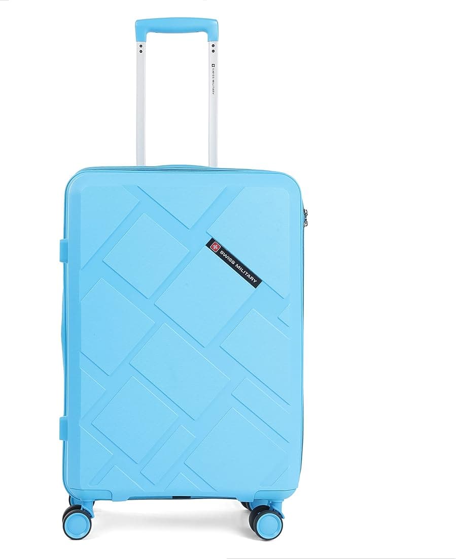 Swiss Military Star Hard-Sided Luggage Trolley - Durable, Secure, Lightweight, Blue, 24 Inch, Model: SM004HTB