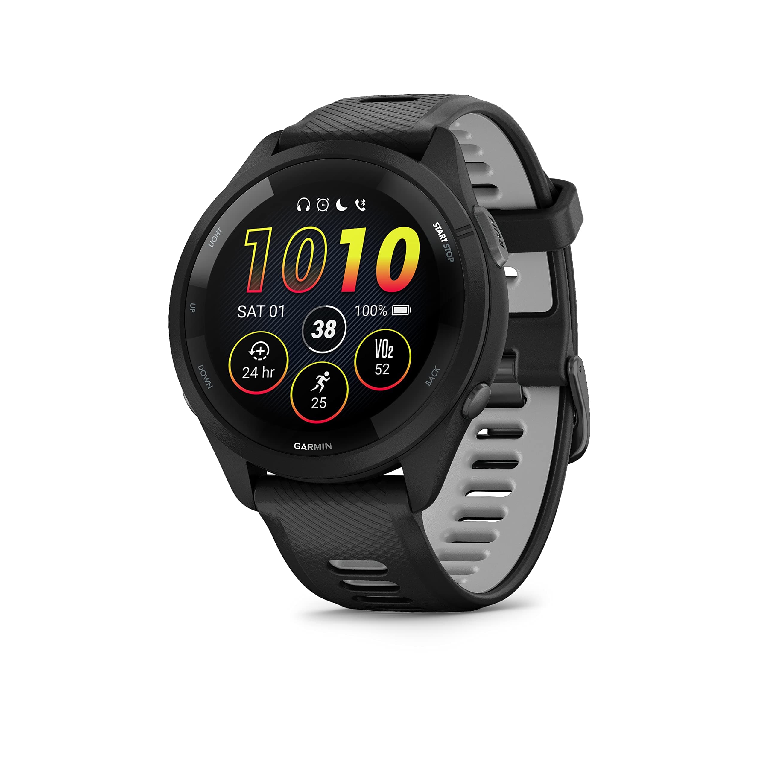 Garmin Forerunner 265 Music GPS Running Smartwatch,Amoled Touchscreen, Battery Upto 13 Days, HRV Status & Advanced Sleep Monitoring, SPO2,Morning Report, Track Running, Cross Training with Black Band