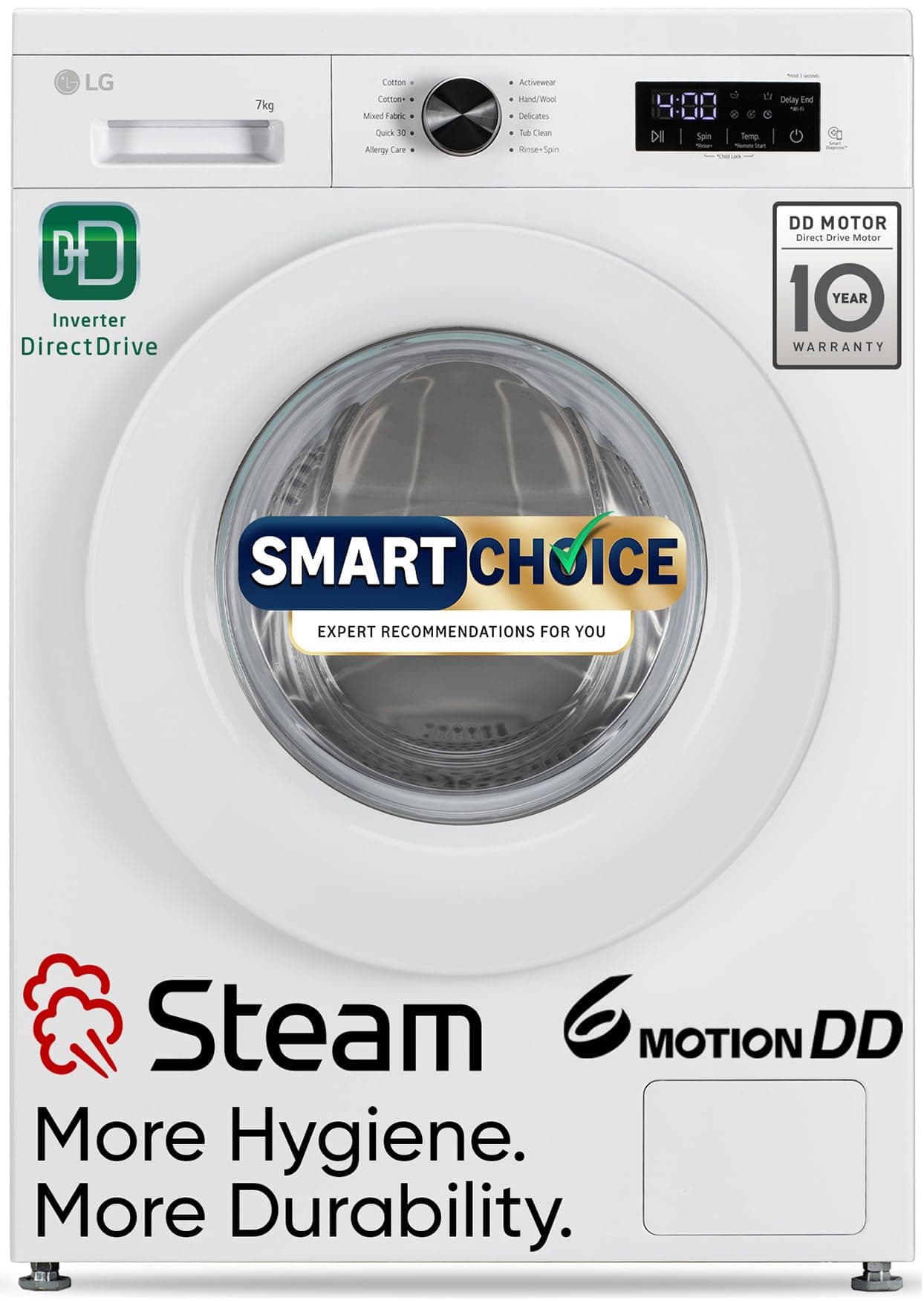 LG 7 Kg, 5 Star, Steam, Inverter Direct Drive Technology, 6 Motion DD, Fully-Automatic Front Load Washing Machine (FHB1207Z2W, Remove Allergens & Toug...