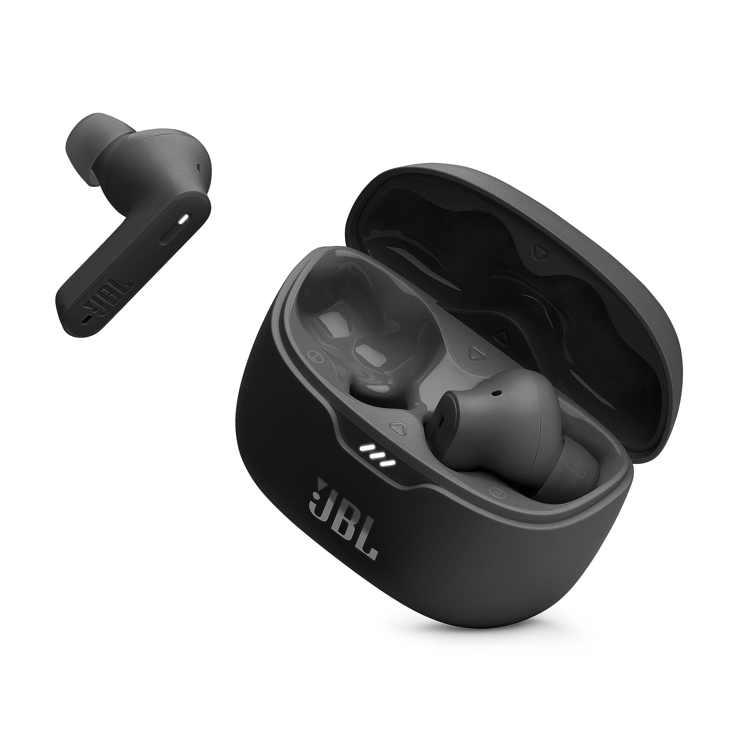 JBL Tune Beam Wireless ANC Earbuds (TWS) with Mic, Customized Extra Bass EQ, 48 Hrs Battery and Quick Charge, 4-Mics, IP54, Ambient Aware & Talk-Thru, Headphones App, Bluetooth 5.3 (Black)