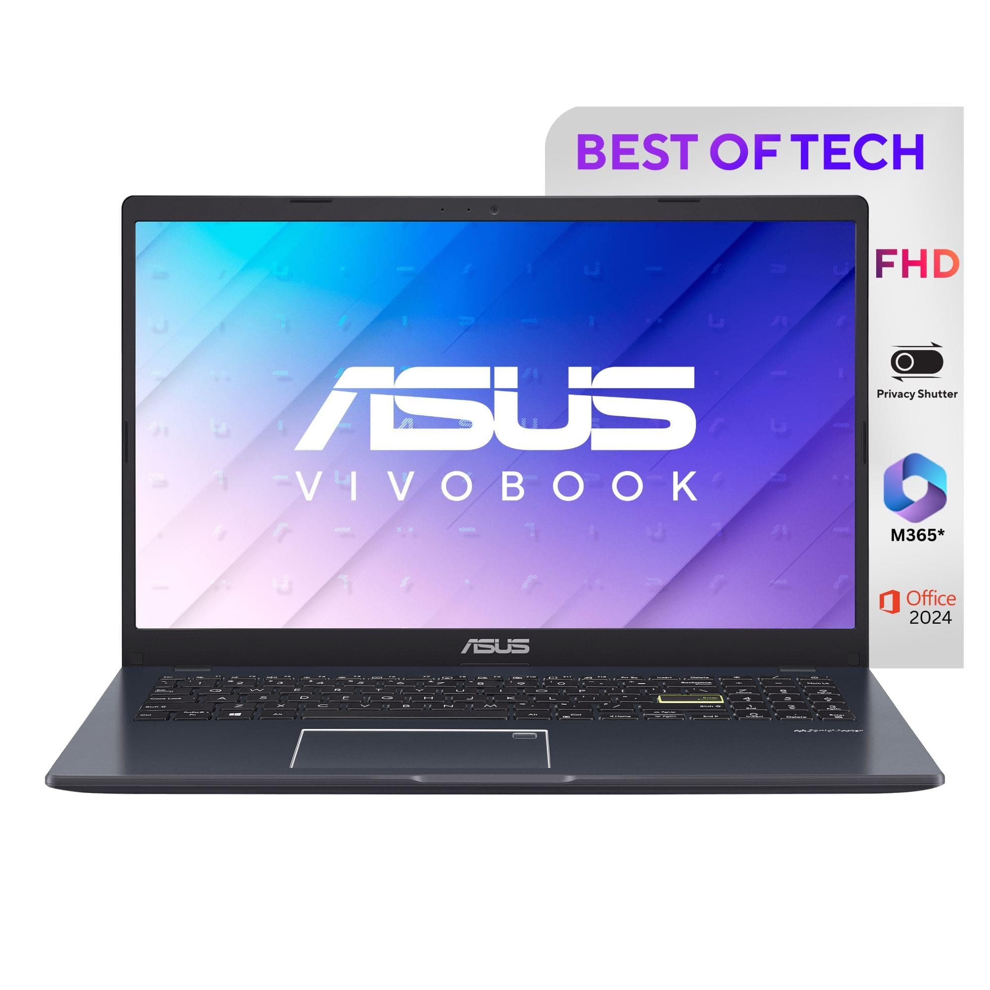 ASUS Vivobook Go 15, Intel Celeron N4500, Fingerprint Sensor (Intel HD iGPU/8GB RAM/512GB SSD/FHD/15.6"/60Hz/42WHrs/Windows 11/M365 Basic (1Year)*/Off...
