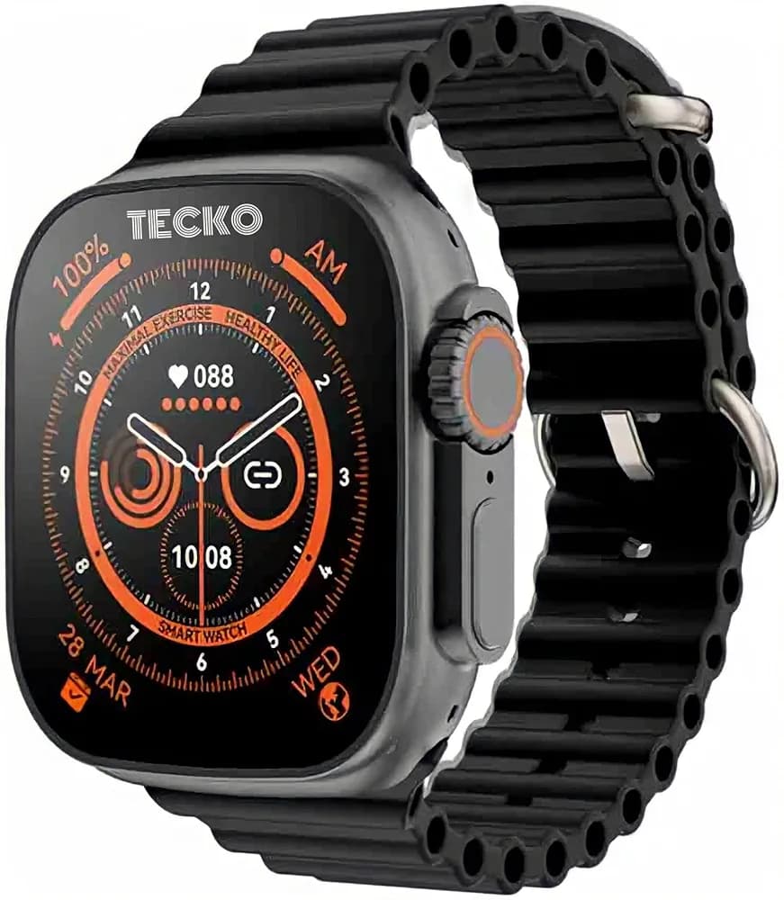 TECKO S8 Ultra Watch 49mm Latest Bluetooth Calling Series 8 AMOLED High Resolution with All Sports Features & Health Tracker, 5 Days Long Wireless Charging Battery, Bluetooth Unisex Smart Watch Black